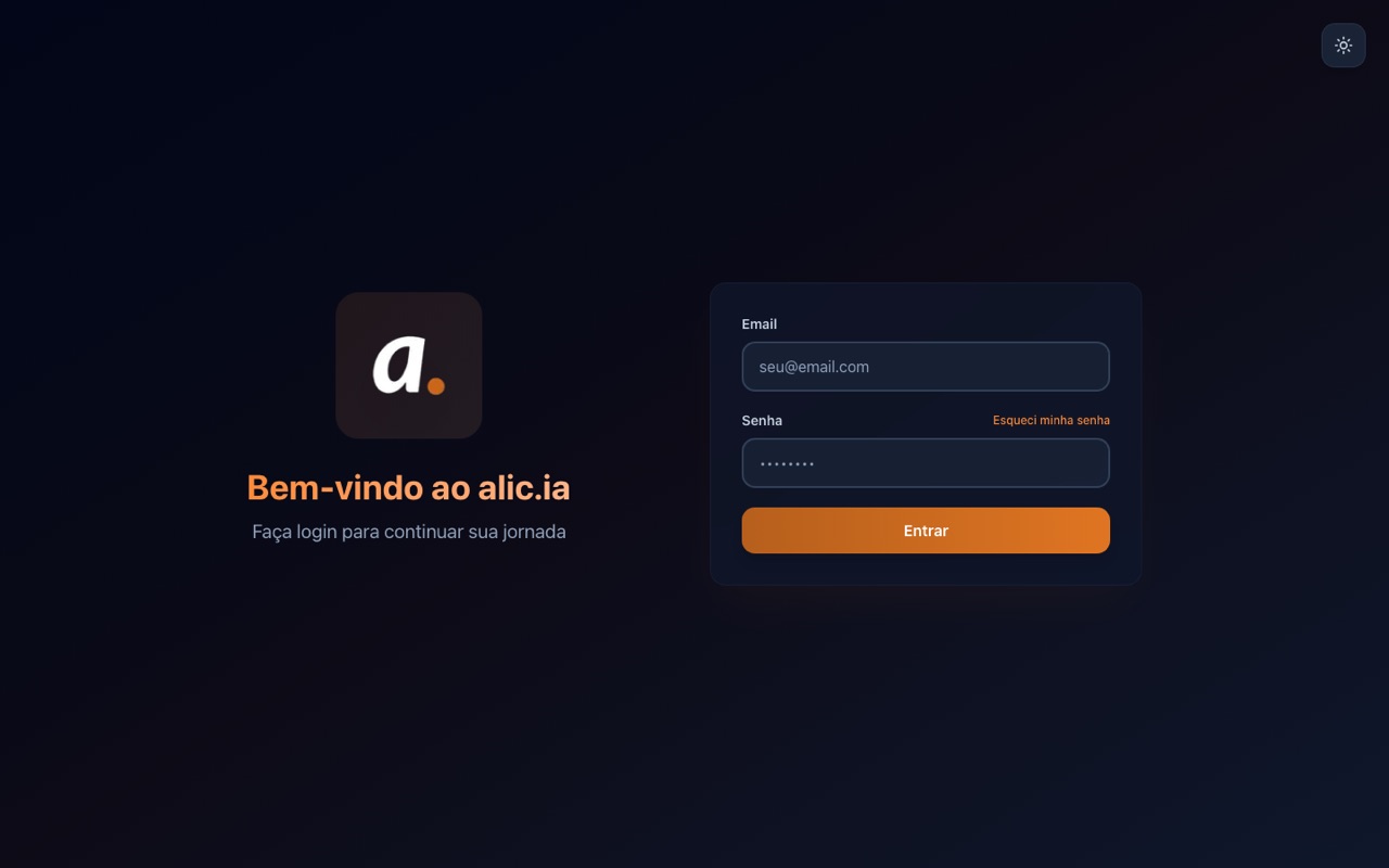 Tela de entrada da plataforma alic.ia